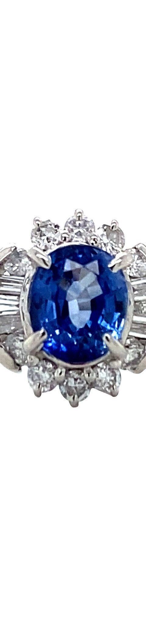Vintage Platinum Cluster Ring with Sapphire and Diamond